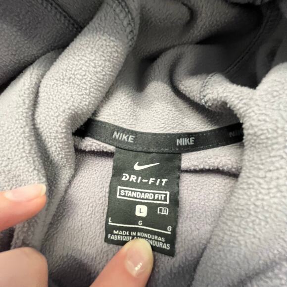 Nike Dri-Fit Black Heather  Gray Mens L Standard Fit Hoodie Mock Neck Sweatshirt - Picture 3 of 9